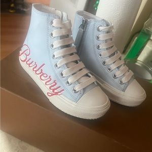 Toddler Burberry larkhall baby blue high top sneakers NEWEST COLOR